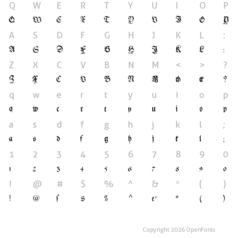 Character Map of Gebetbuch Fraktur Regular