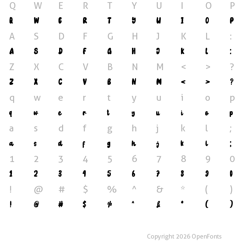 Character Map of Gelem Kabeh Regular