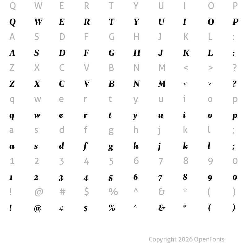 Character Map of Geller Headline Bold Italic
