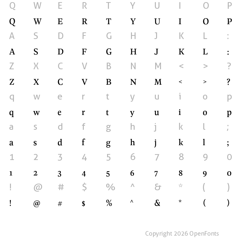 Character Map of Geller Text Regular