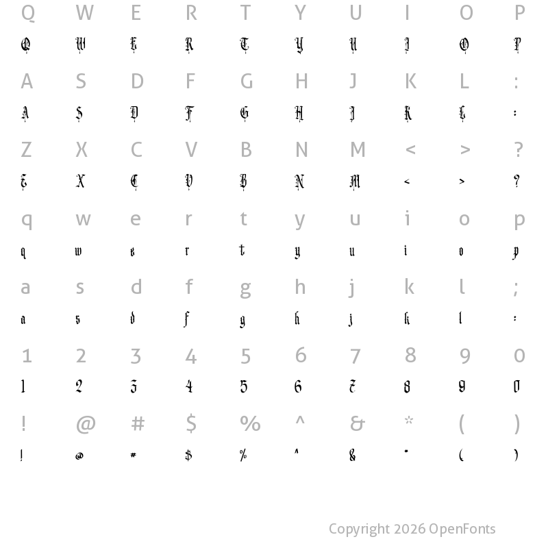 Character Map of Gematype Regular