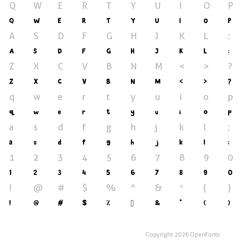 Character Map of Gemes Font Regular
