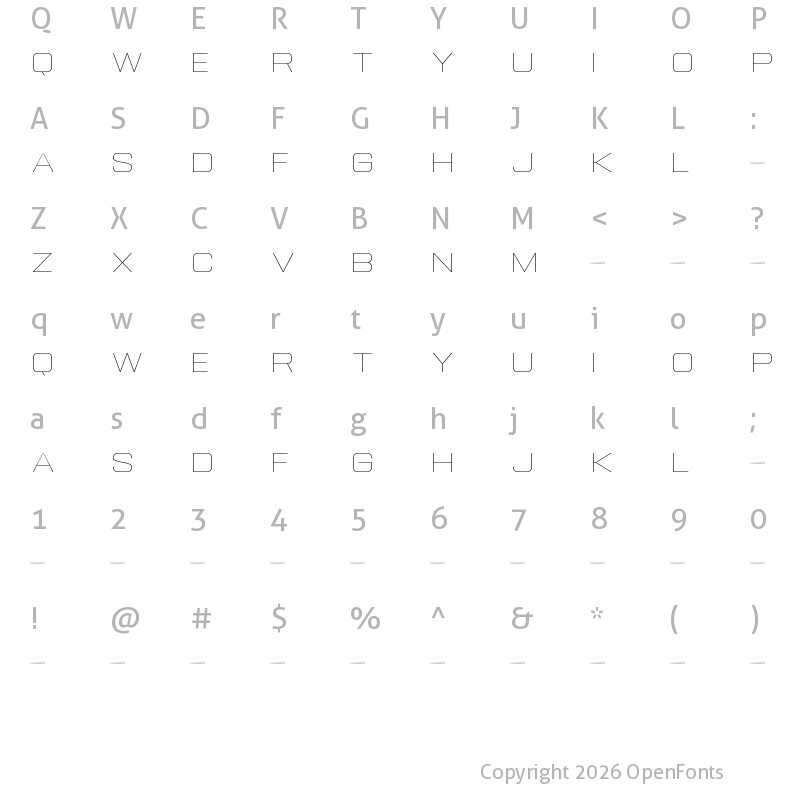 Character Map of Gemsbuck 01 Thin