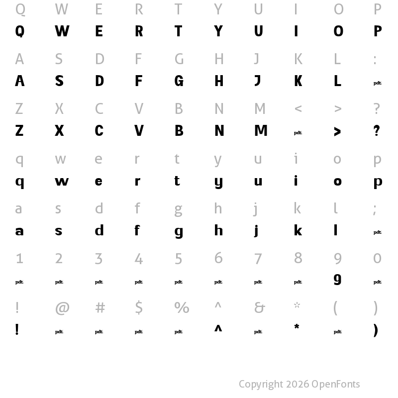 Character Map of Genia personal use Bold