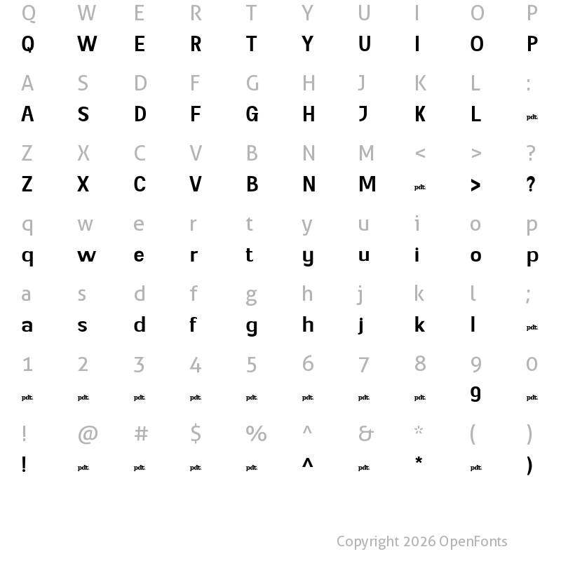Character Map of Genia personal use Medium