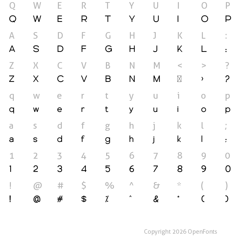 Character Map of Genova Regular