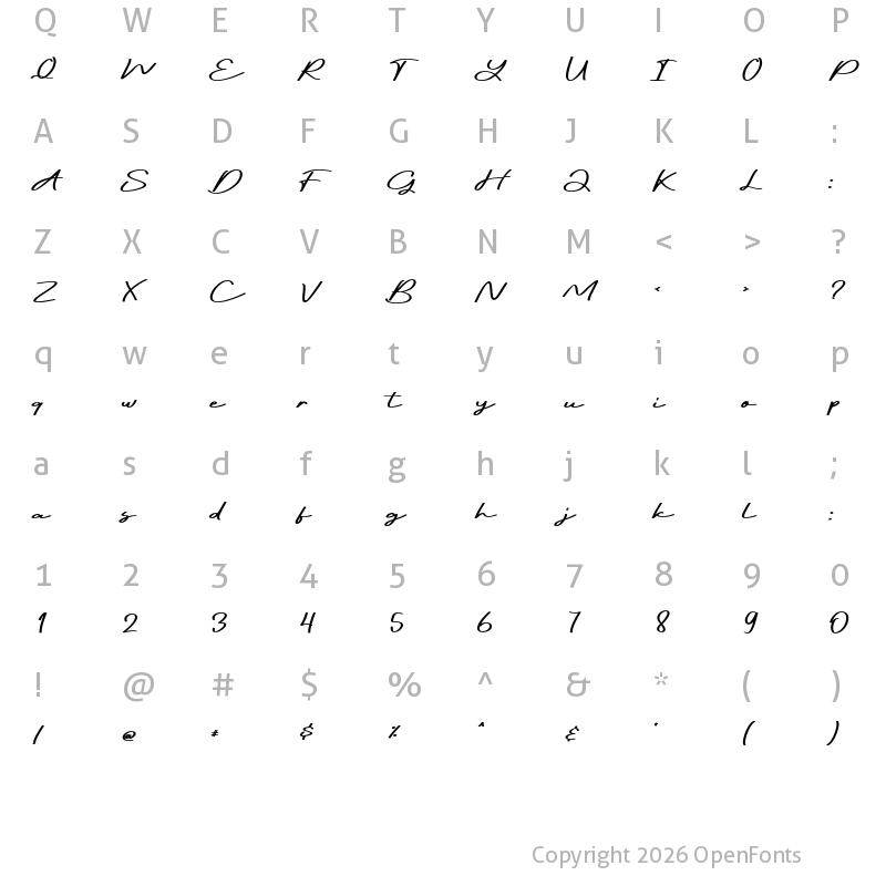 Character Map of Gente Romantica Regular