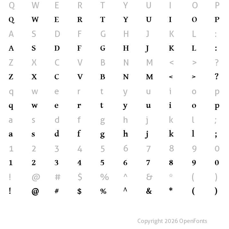 Character Map of Gentium Basic Bold