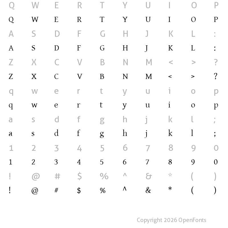 Character Map of Gentium Basic Regular