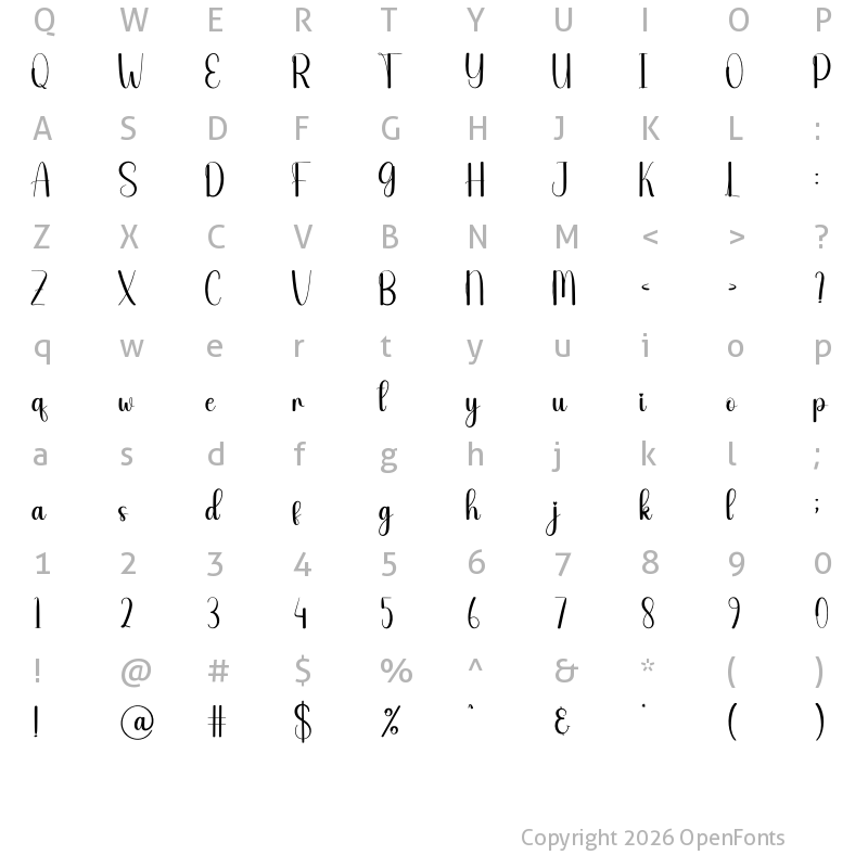 Character Map of Gentle Regular