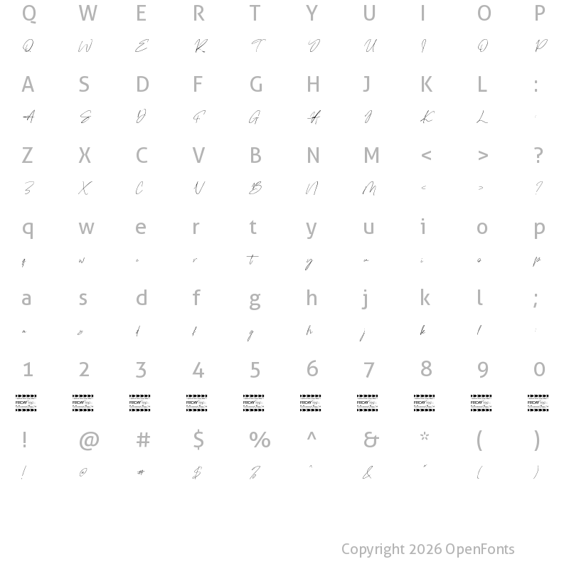 Character Map of Gentrice Story Regular