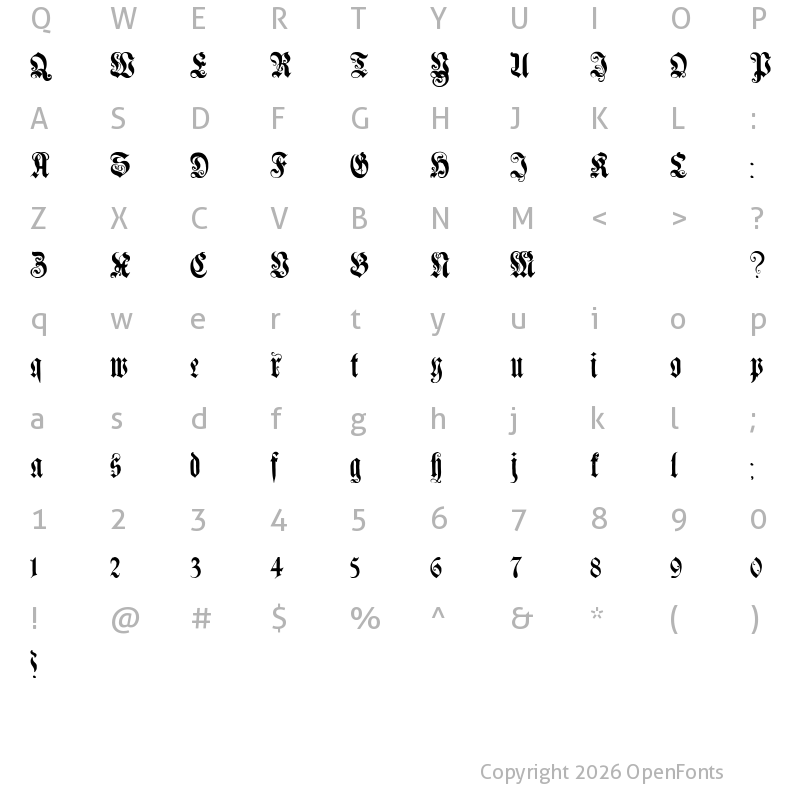 Character Map of Genzsch Et Heyse Alternate Regular