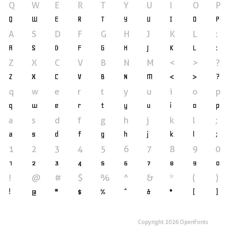 Character Map of Geo Regular