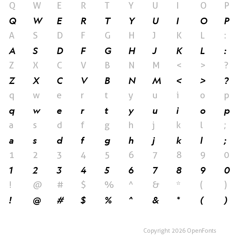 Character Map of Geograph Medium Italic