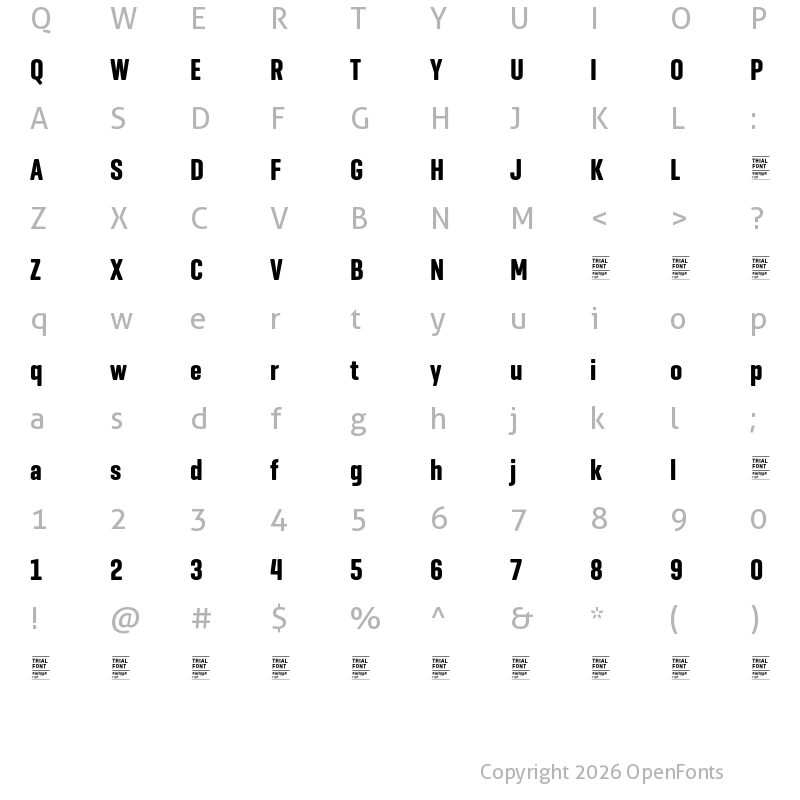Character Map of Geogrotesque Comp TRIAL Bold