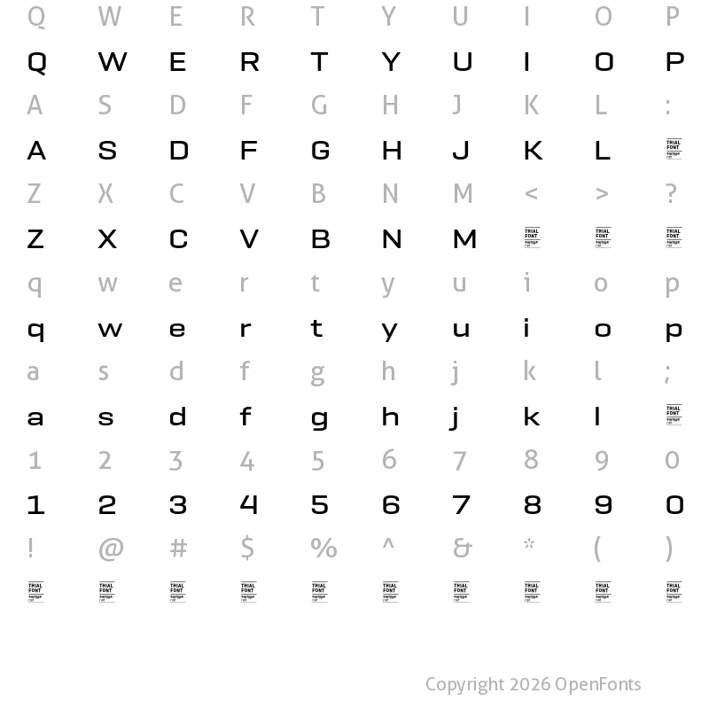 Character Map of Geogrotesque Ext TRIAL Medium