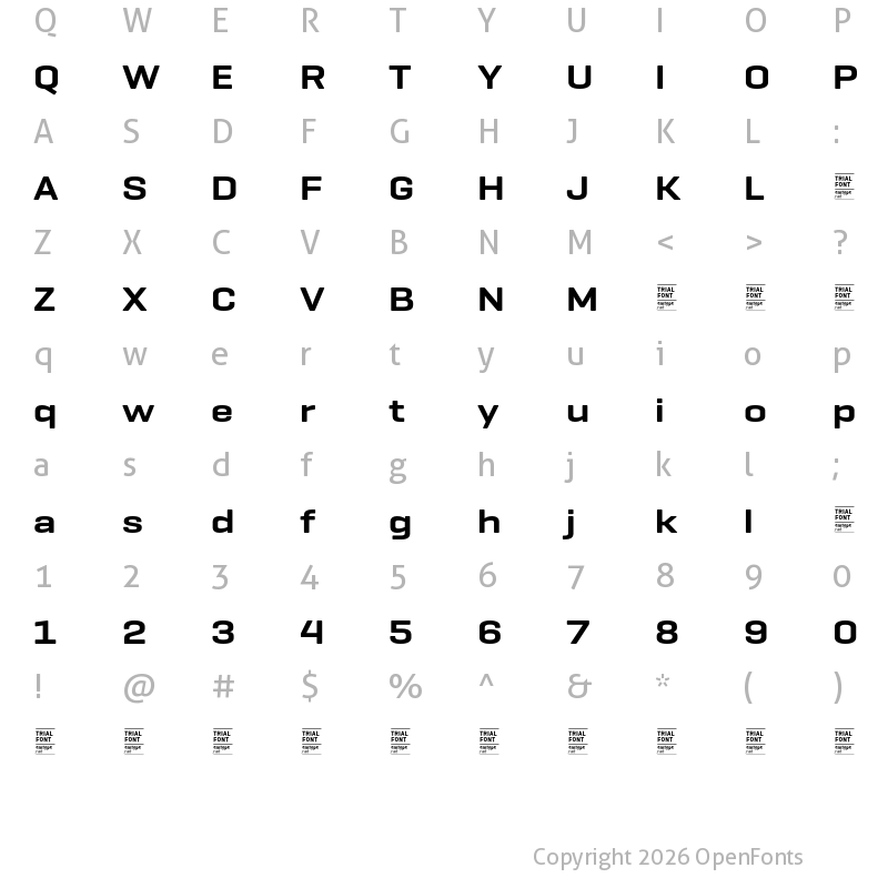 Character Map of Geogrotesque Ext TRIAL SemiBold
