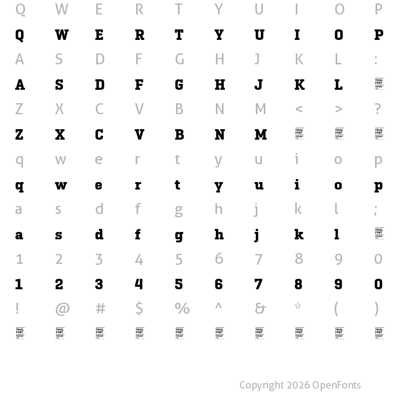Character Map of Geogrotesque Slab TRIAL Bold