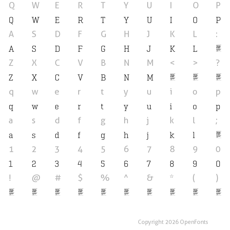 Character Map of Geogrotesque Slab TRIAL Light
