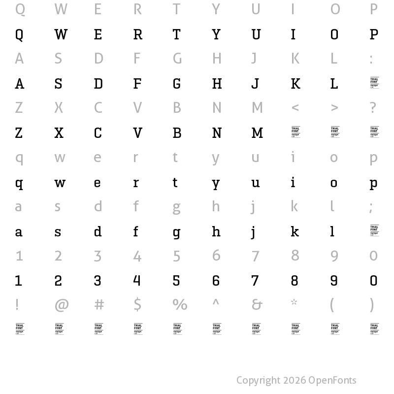 Character Map of Geogrotesque Slab TRIAL Medium