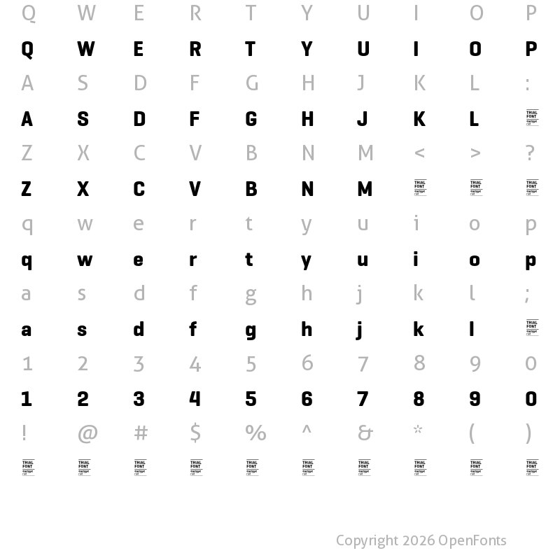 Character Map of Geogrotesque TRIAL Bold