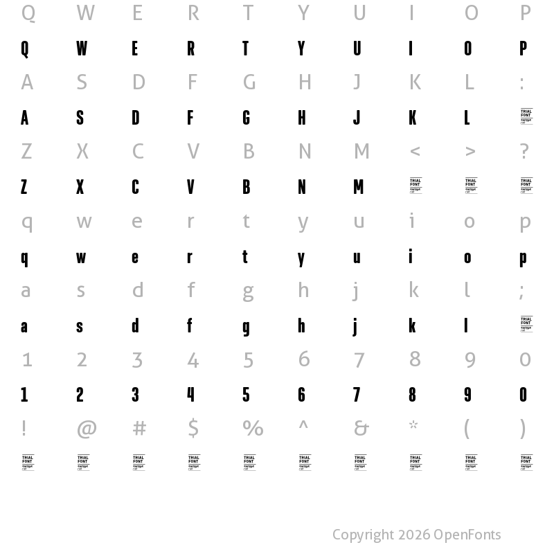 Character Map of Geogrotesque XComp TRIAL Bold