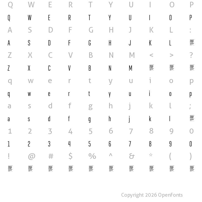 Character Map of Geogrotesque XComp TRIAL Regular