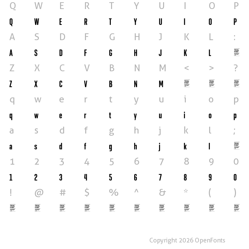 Character Map of Geogrotesque XComp TRIAL SemiBold
