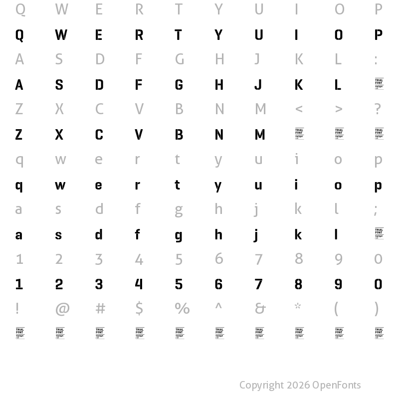 Character Map of GeogrotesqueStencil A TRIAL SemiBold