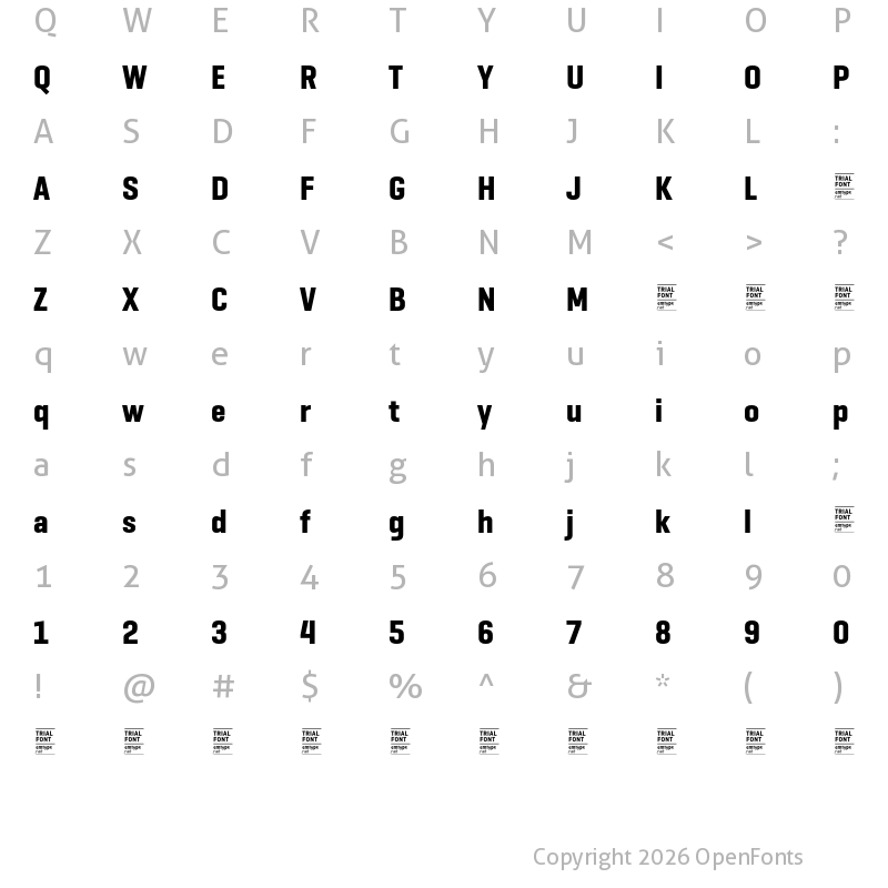 Character Map of GeogrotSharp TRIAL Cond Bold