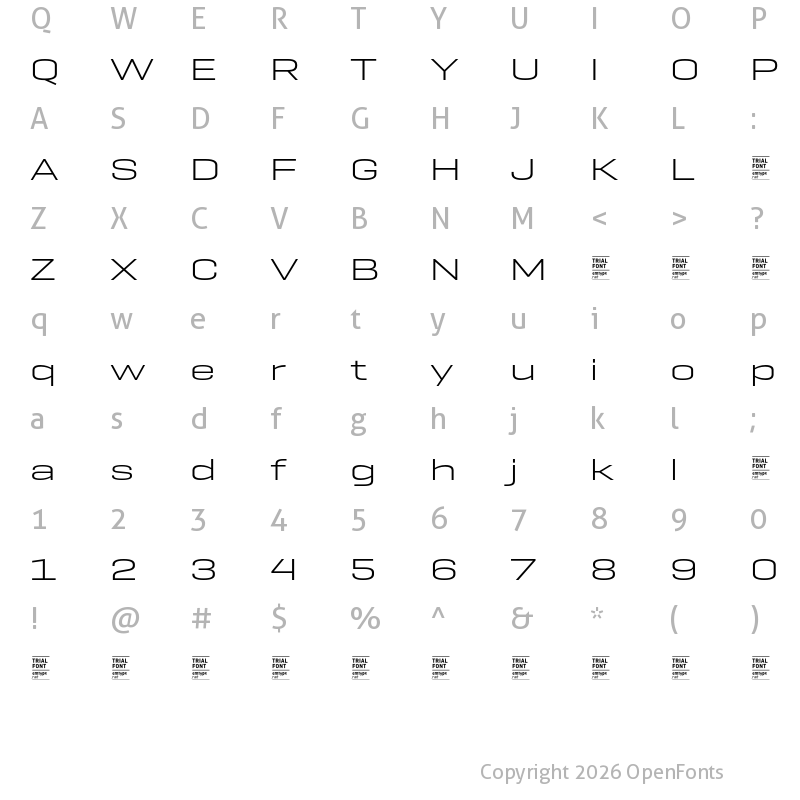 Character Map of GeogrotSharp TRIAL Exp Light