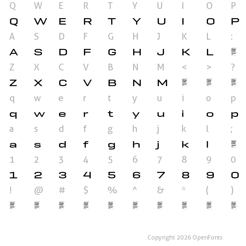 Character Map of GeogrotSharp TRIAL Exp Medium