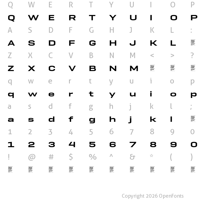 Character Map of GeogrotSharp TRIAL Exp SemiBold