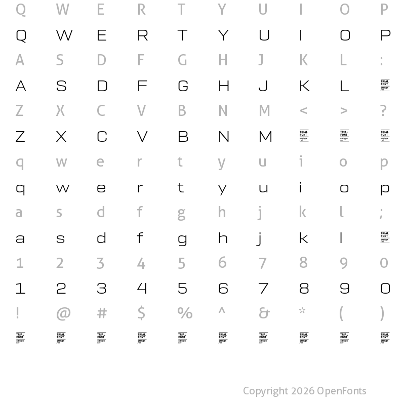 Character Map of GeogrotSharp TRIAL Ext Light