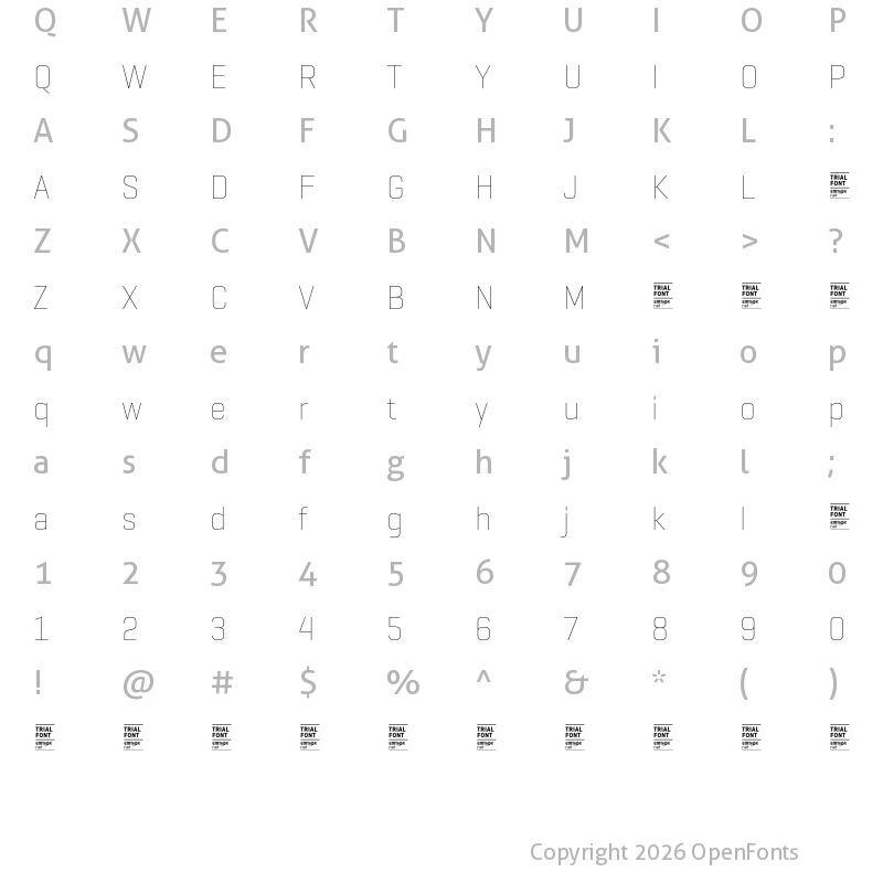 Character Map of GeogrotSharp TRIAL Thin