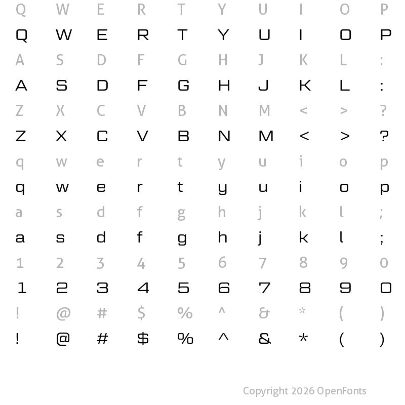 Character Map of Geom Graphic Light