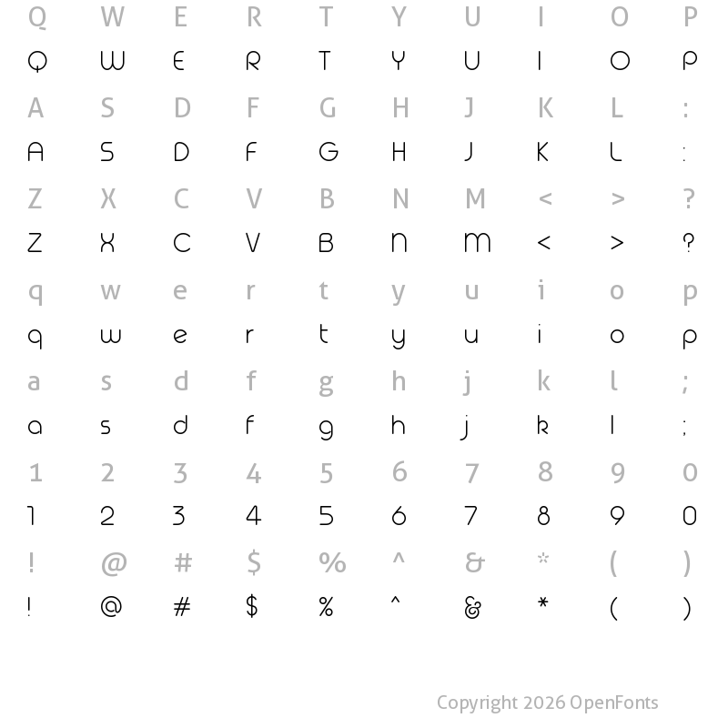 Character Map of Geoma Light Demo Regular