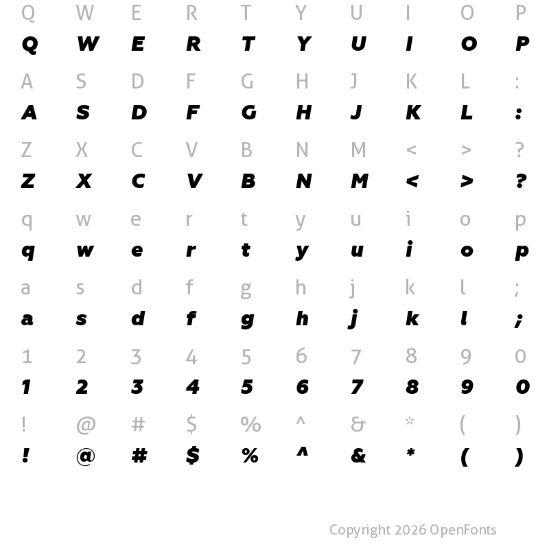 Character Map of Geometria Heavy Italic