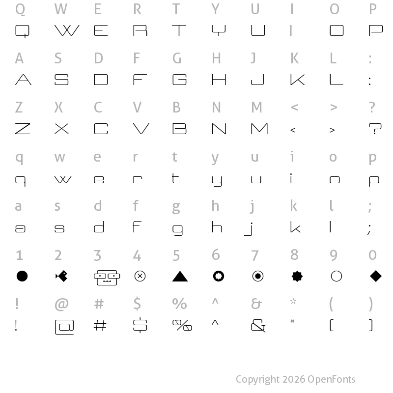 Character Map of Geoplace Regular