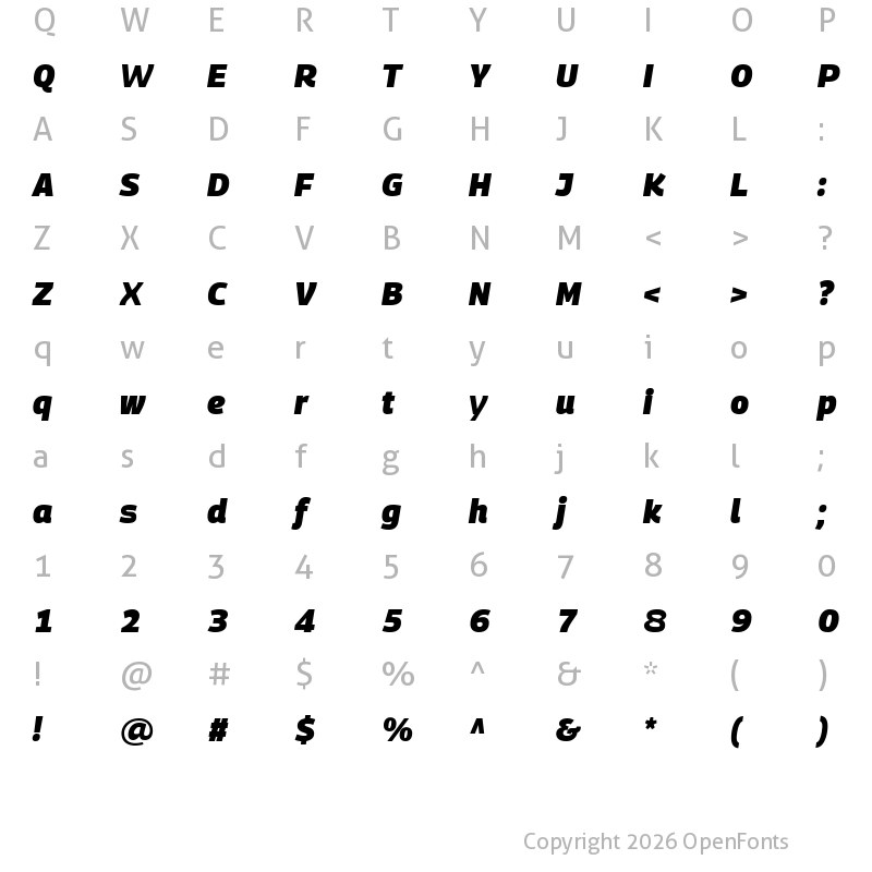 Character Map of Georama Black Italic