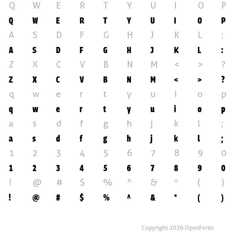 Character Map of Georama Condensed ExtraBold