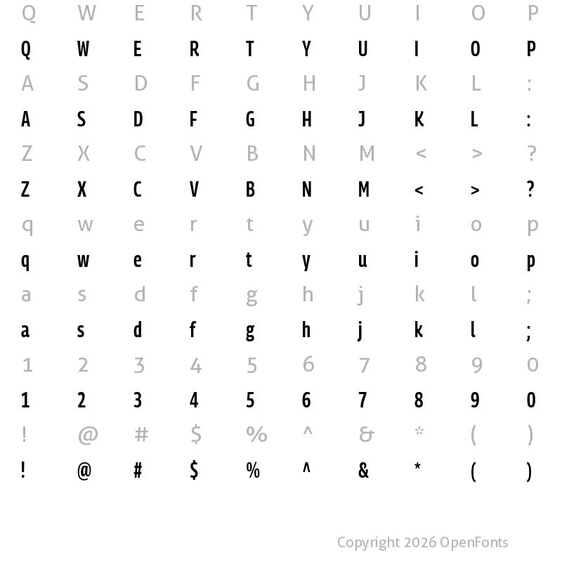 Character Map of Georama Condensed SemiBold