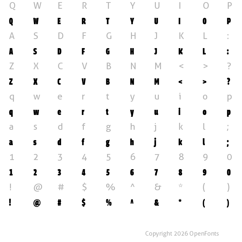 Character Map of Georama Extra Condensed Black