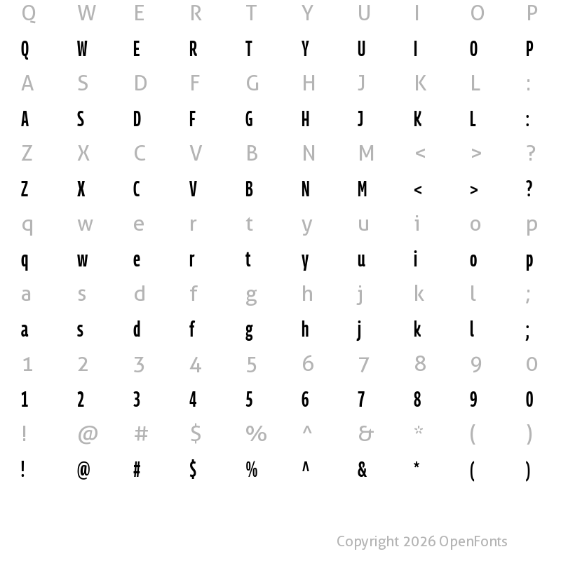 Character Map of Georama Extra Condensed SemiBold