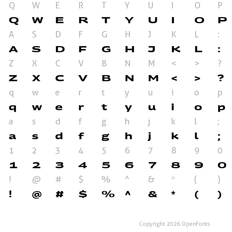 Character Map of Georama Extra Expanded Bold