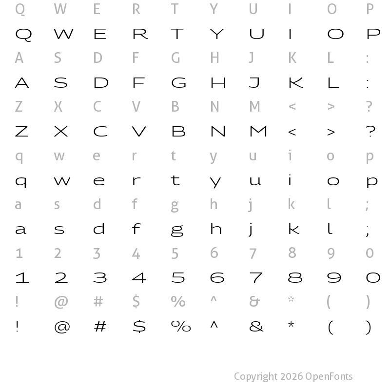 Character Map of Georama Extra Expanded Light