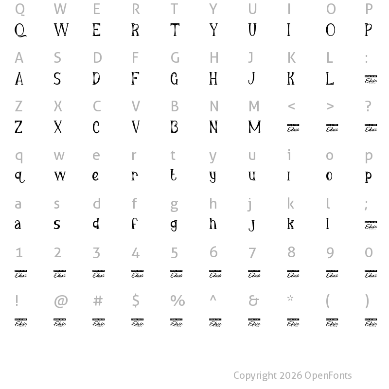 Character Map of George Asher Demo Regular