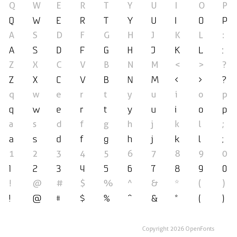 Character Map of GepesteV Light