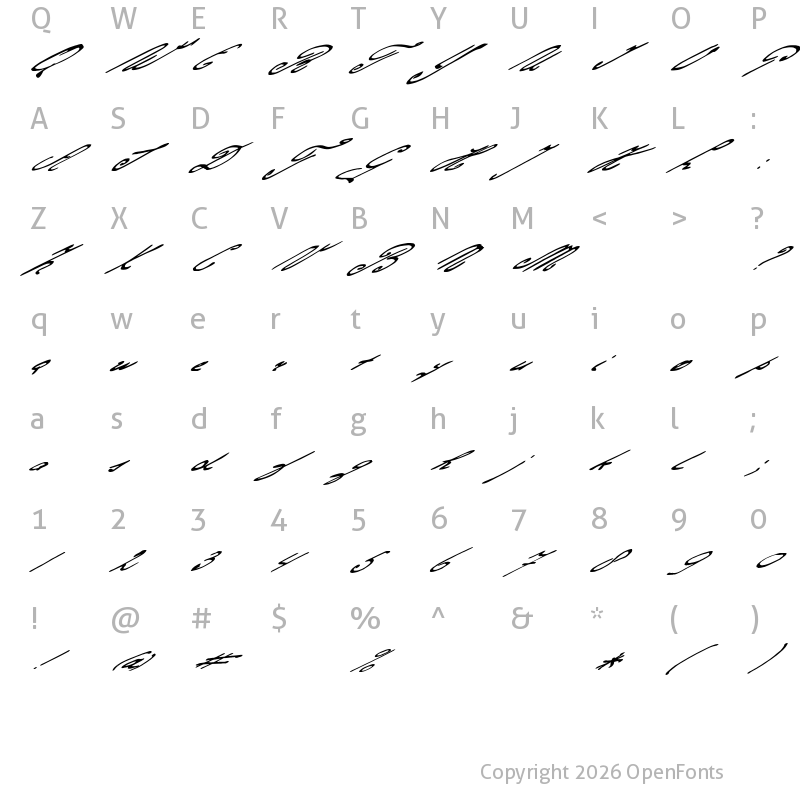 Character Map of Gerards Gold Regular