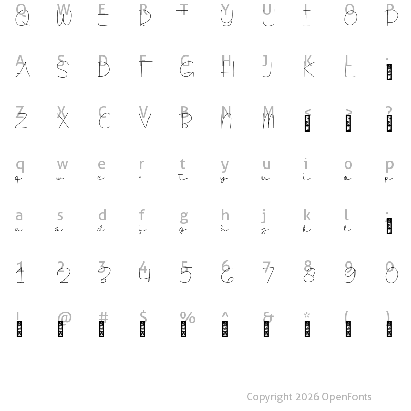 Character Map of Gerimis Personal Use Regular